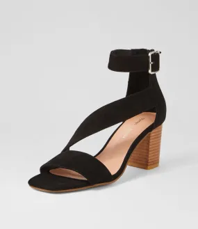 DJANGO & JULIETTE Perant Black Natural Suede Sandals