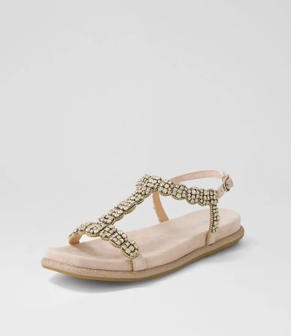 DJANGO & JULIETTE Yori Nude Suede Jewels Sandals