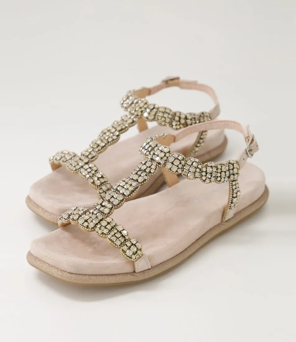 DJANGO & JULIETTE Yori Nude Suede Jewels Sandals