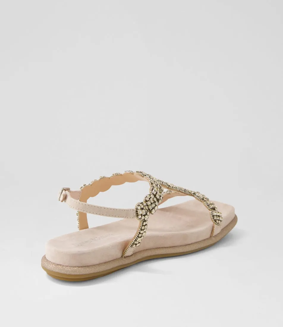 DJANGO & JULIETTE Yori Nude Suede Jewels Sandals