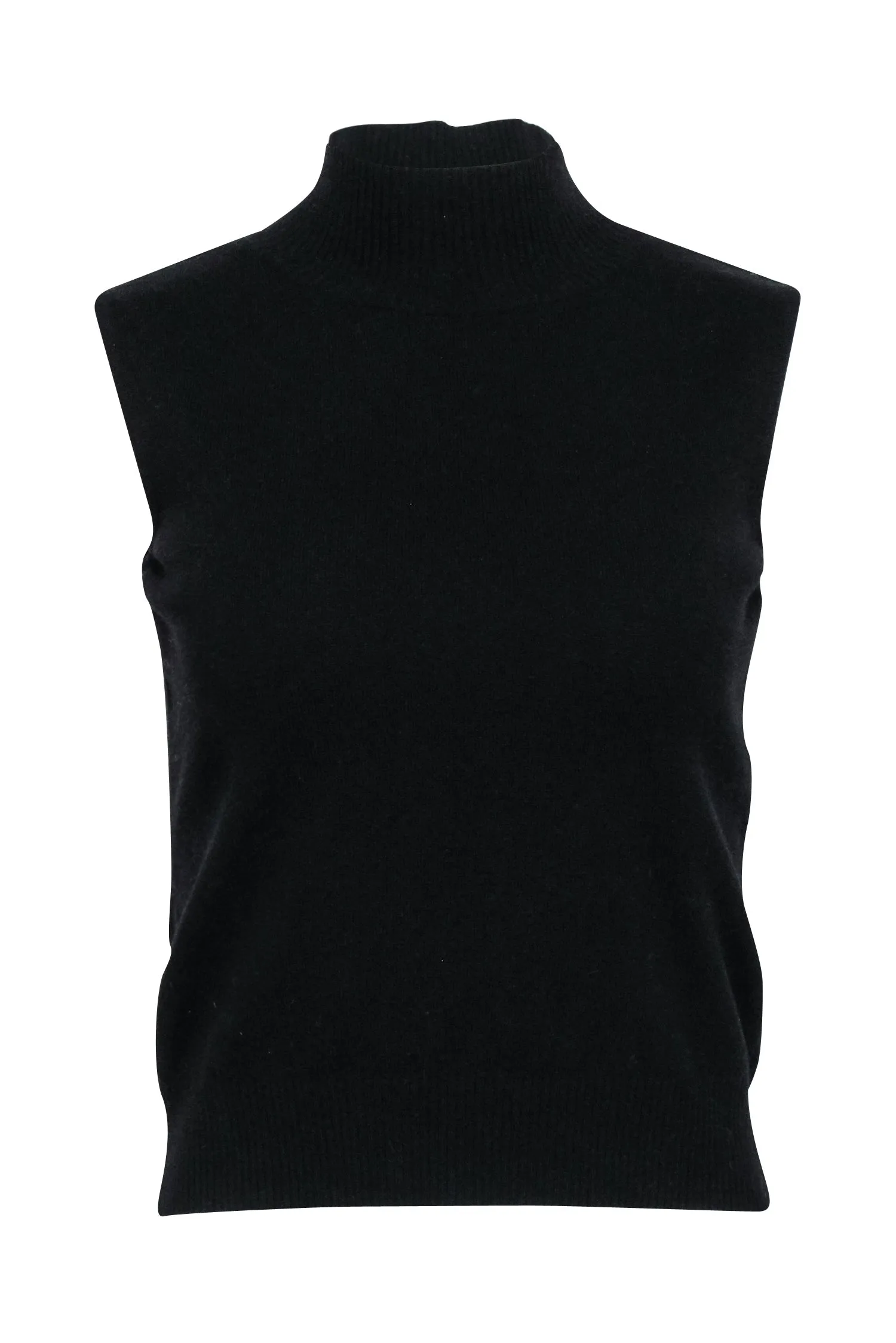 Escada - Black Mock Neck Wool Blend Sleeveless Top Sz 4