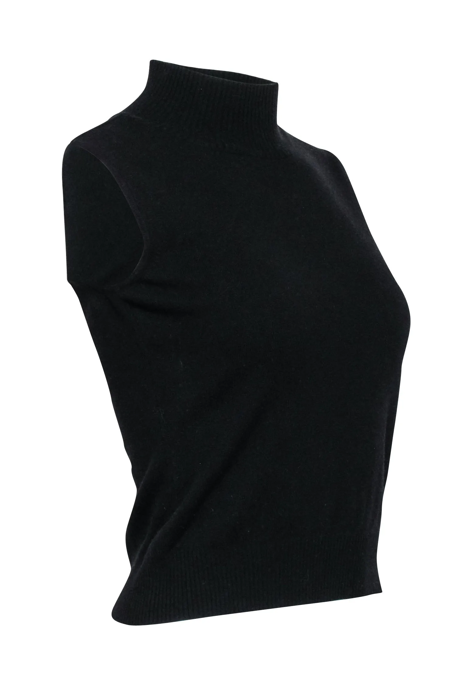 Escada - Black Mock Neck Wool Blend Sleeveless Top Sz 4