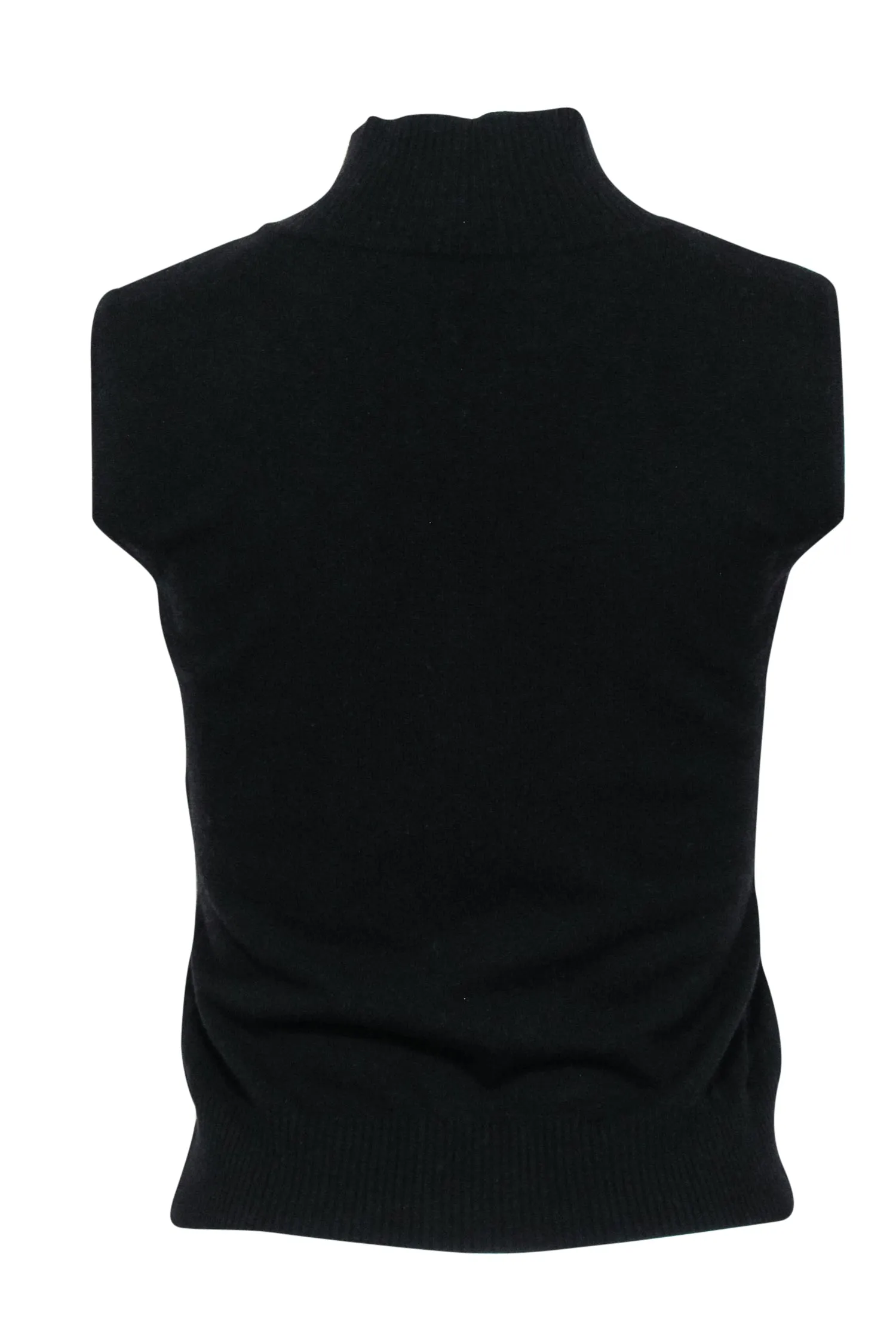 Escada - Black Mock Neck Wool Blend Sleeveless Top Sz 4