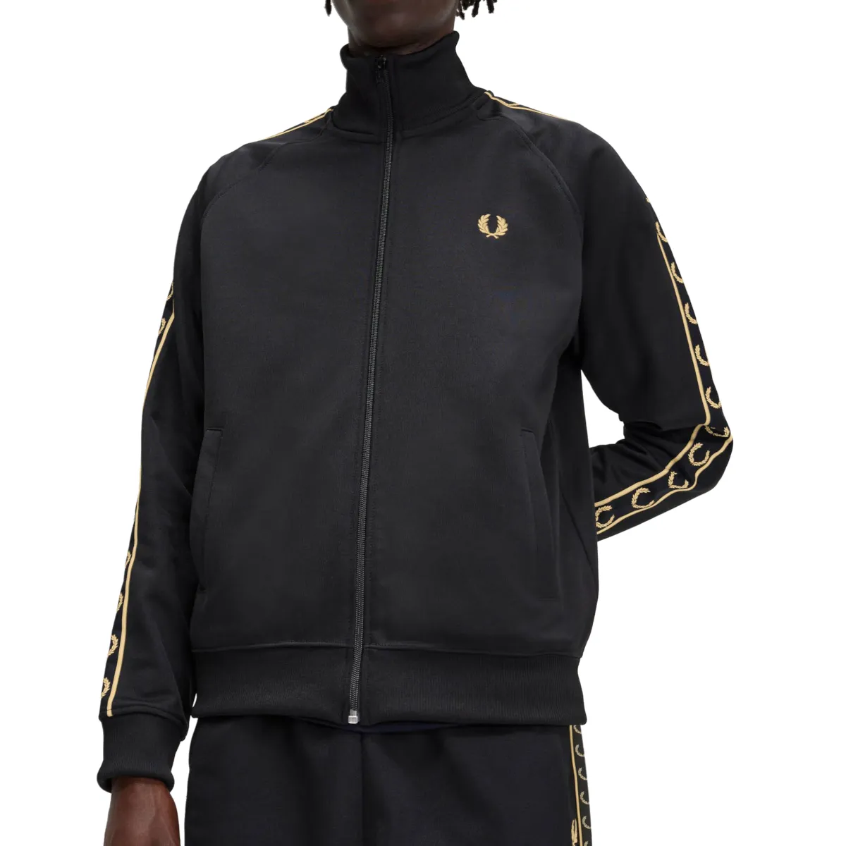 Fred Perry - Contrast Tape Track Jacket - Black/ Gold