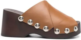 GANNI stud-detail open toe sandals Brown