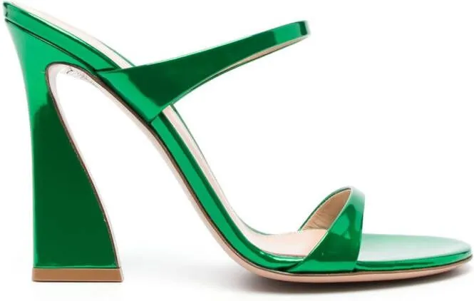 Gianvito Rossi 115mm metallic leather mules Green