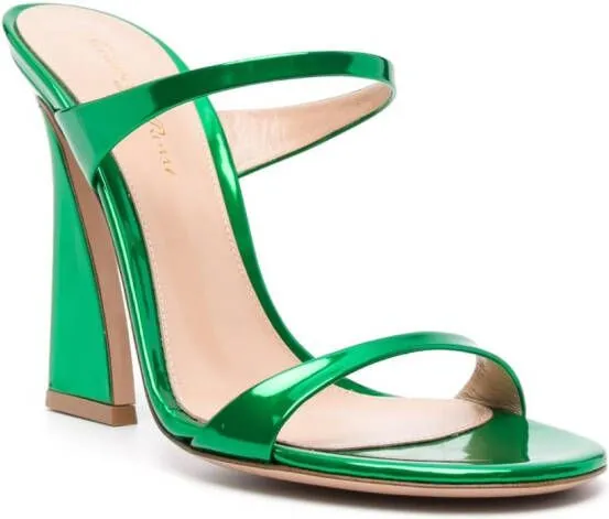 Gianvito Rossi 115mm metallic leather mules Green