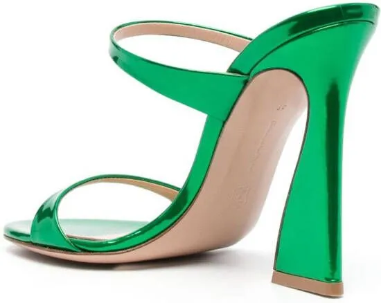 Gianvito Rossi 115mm metallic leather mules Green