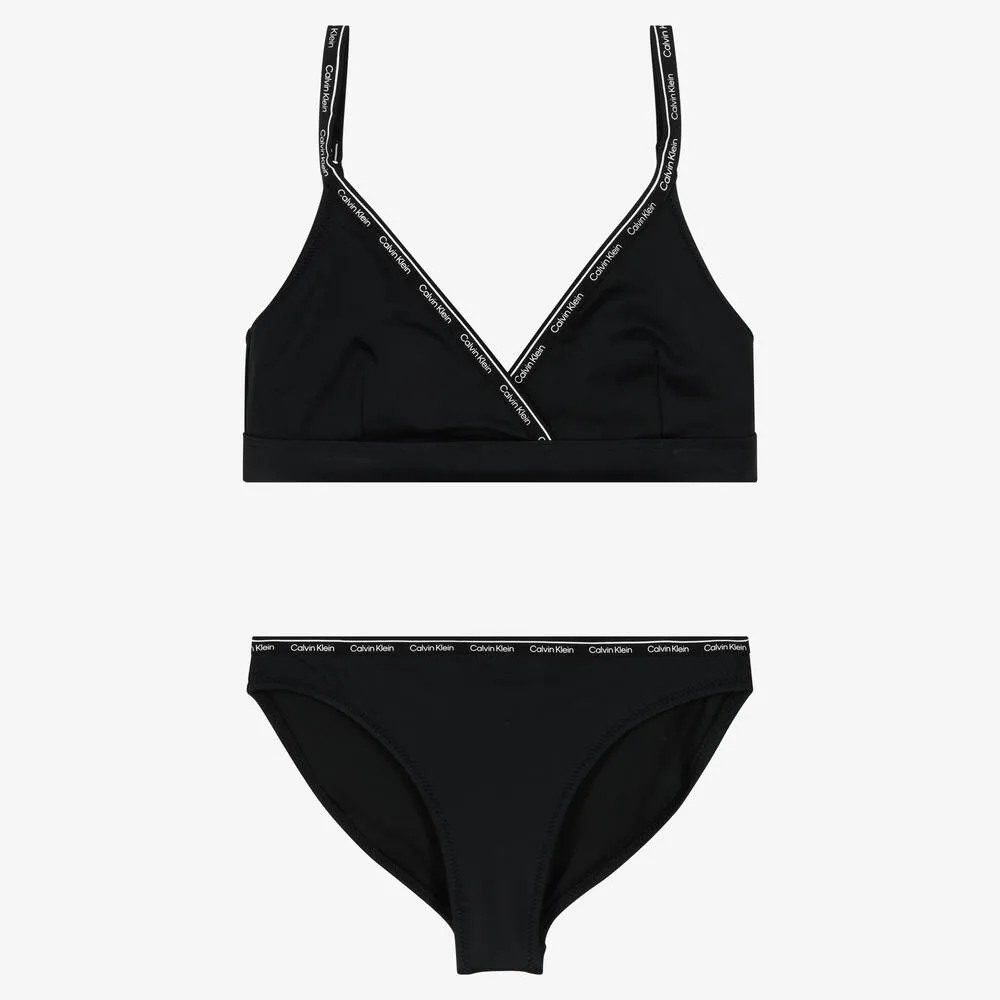 Girls Black Logo Triangle Bikini