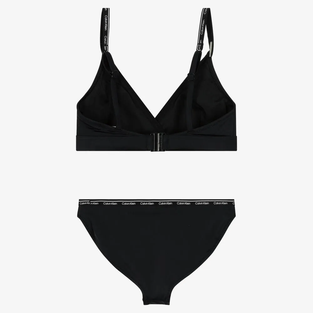 Girls Black Logo Triangle Bikini