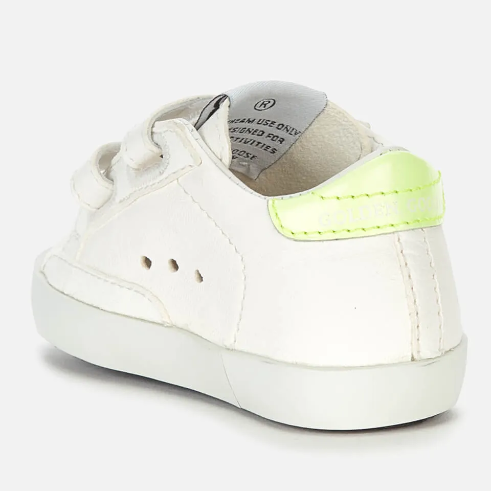 Golden Goose Babies' School Nappa Trainers - White/Ice/Yellow Fluo/Multicolor - UK 0 Infant | Coggles