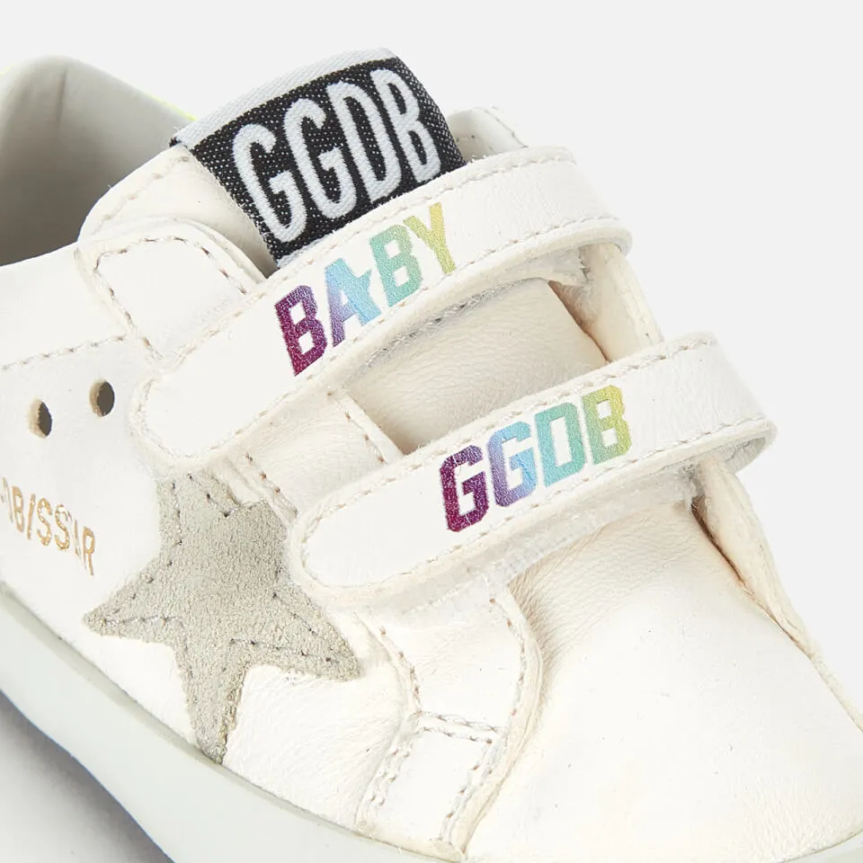 Golden Goose Babies' School Nappa Trainers - White/Ice/Yellow Fluo/Multicolor - UK 0 Infant | Coggles