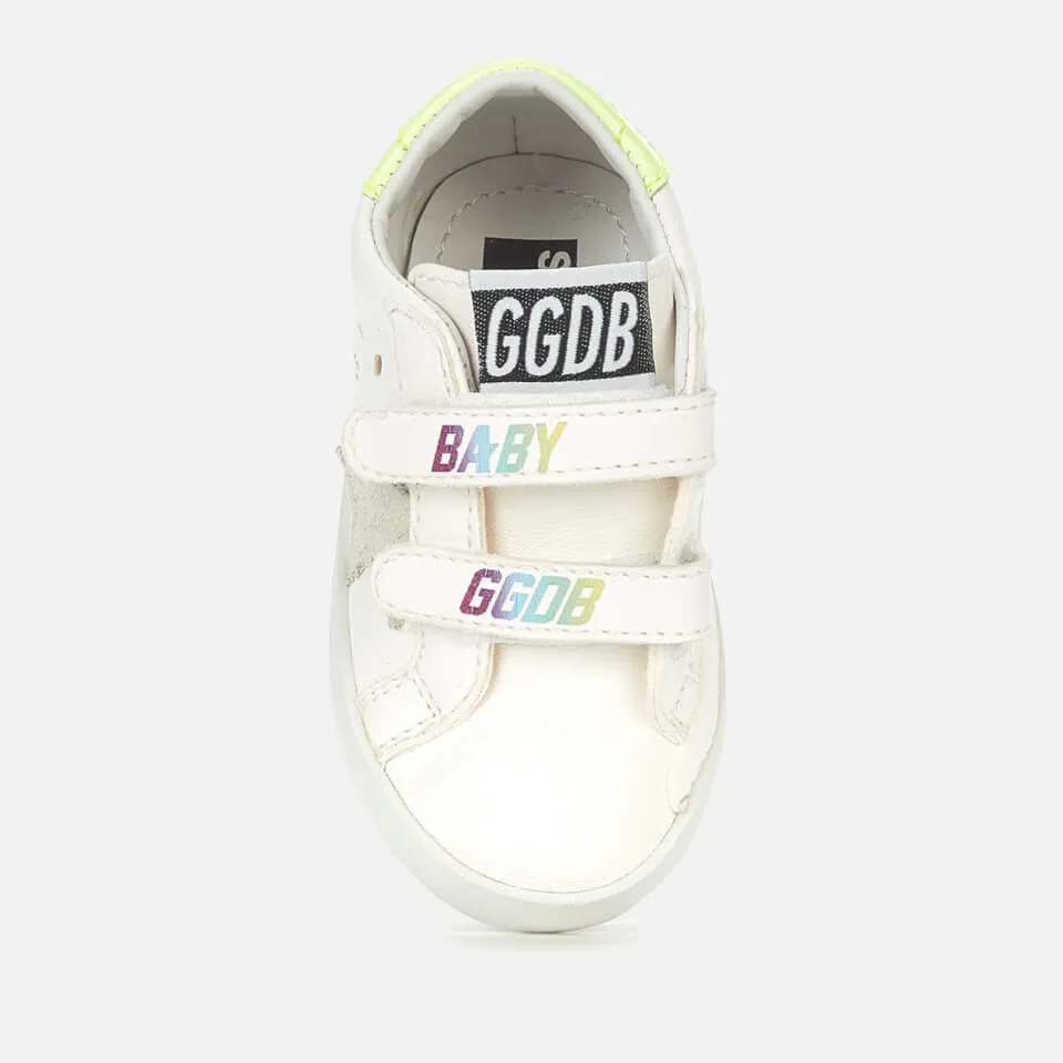 Golden Goose Babies' School Nappa Trainers - White/Ice/Yellow Fluo/Multicolor - UK 0 Infant | Coggles