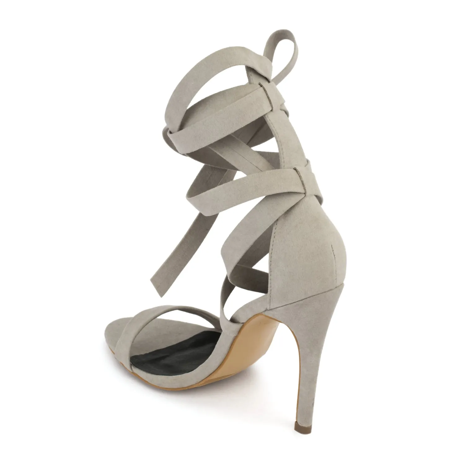 Grey Wrap Around Stiletto Sandals