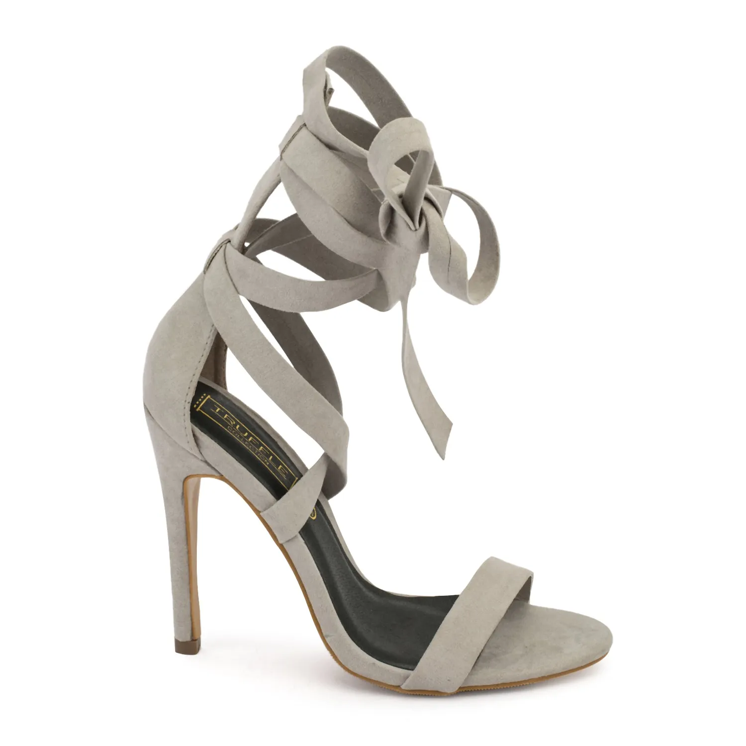 Grey Wrap Around Stiletto Sandals