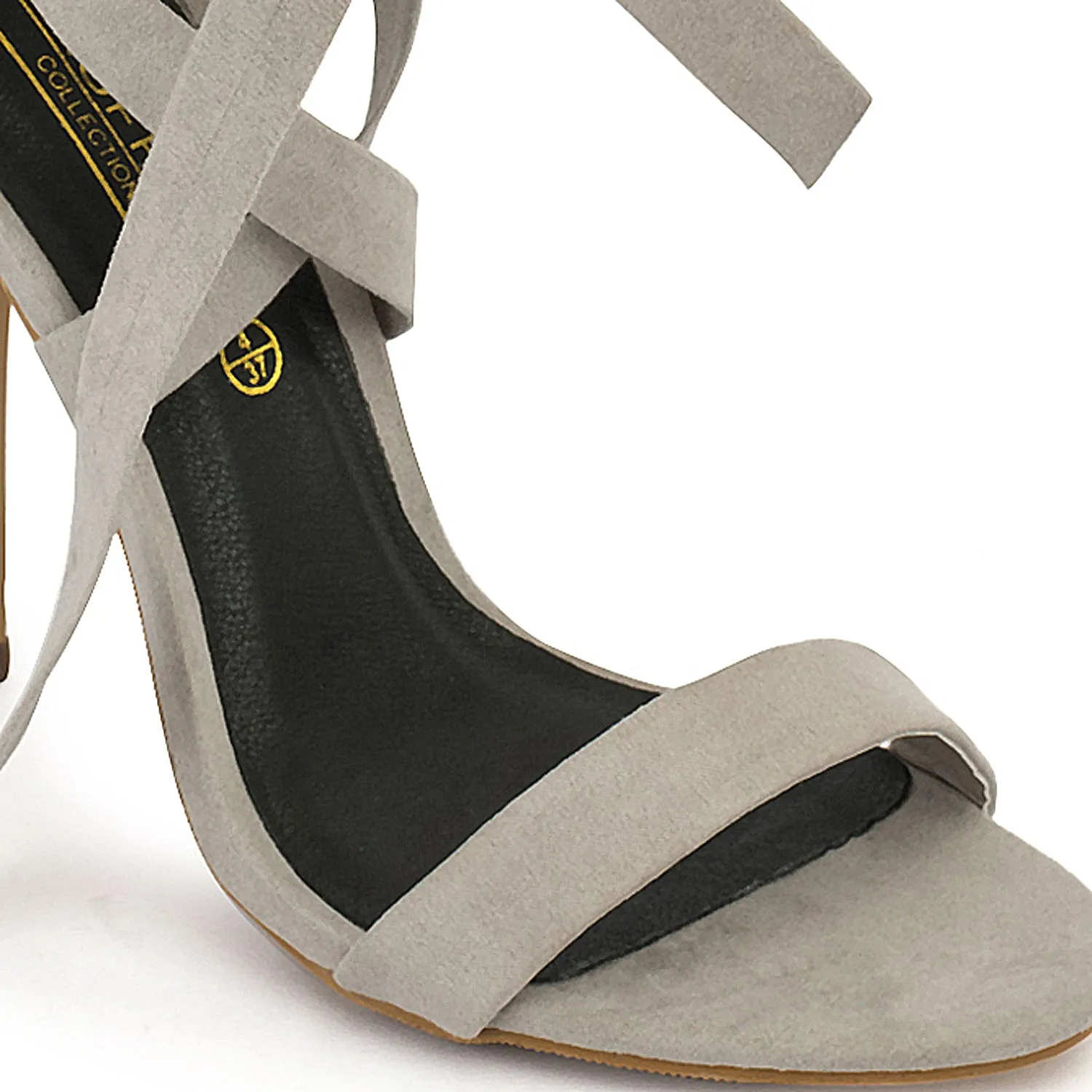 Grey Wrap Around Stiletto Sandals