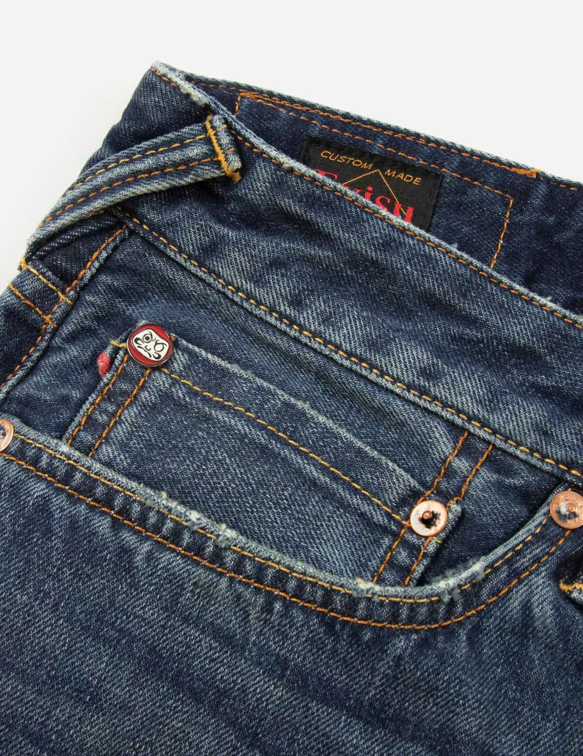 Hanafuda Daruma Daicock Embroidery Carrot Fit Denim Jeans #2017