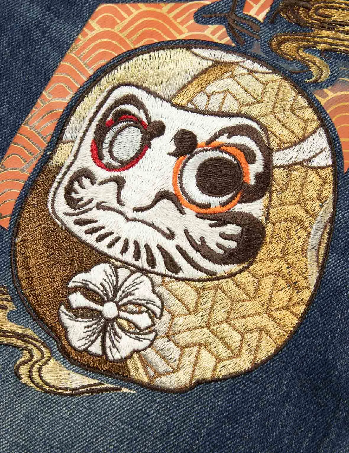 Hanafuda Daruma Daicock Embroidery Carrot Fit Denim Jeans #2017