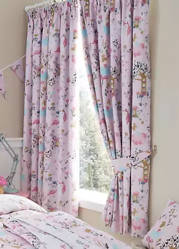 Happy Linen Co. Enchanted Forest Pair of Pencil Pleat Blackout Curtains | Kaleidoscope