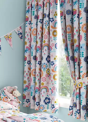 Happy Linen Co. Flower Garden Pair of Pencil Pleat Blackout Curtains | Kaleidoscope