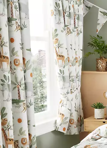 Happy Linen Co. Jungle Safari Pair of Pencil Pleat Blackout Curtains | Kaleidoscope