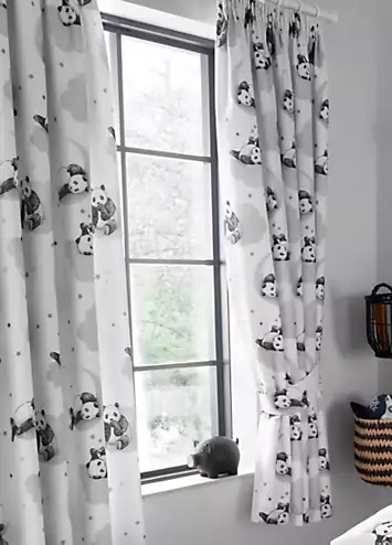 Happy Linen Co. Sleepy Panda Pair of Pencil Pleat Blackout Curtains | Kaleidoscope