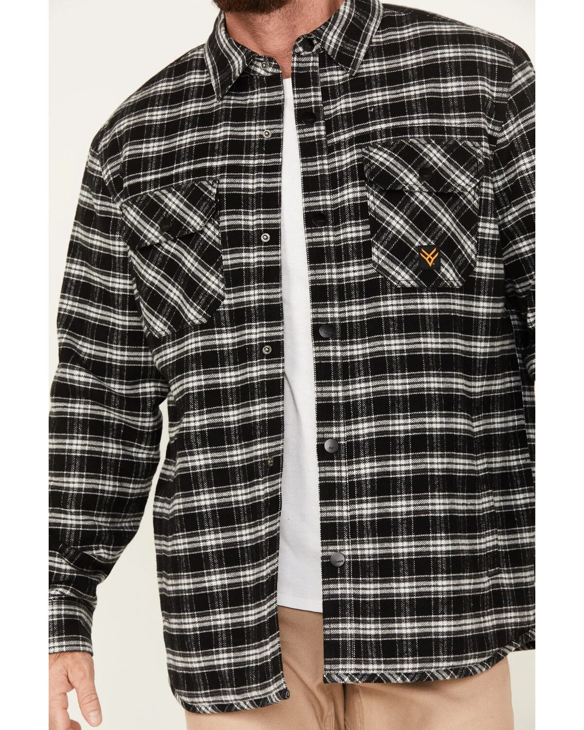 Hawx Men's Sherpa Lined Plaid Print Snap Flannel Work Jacket