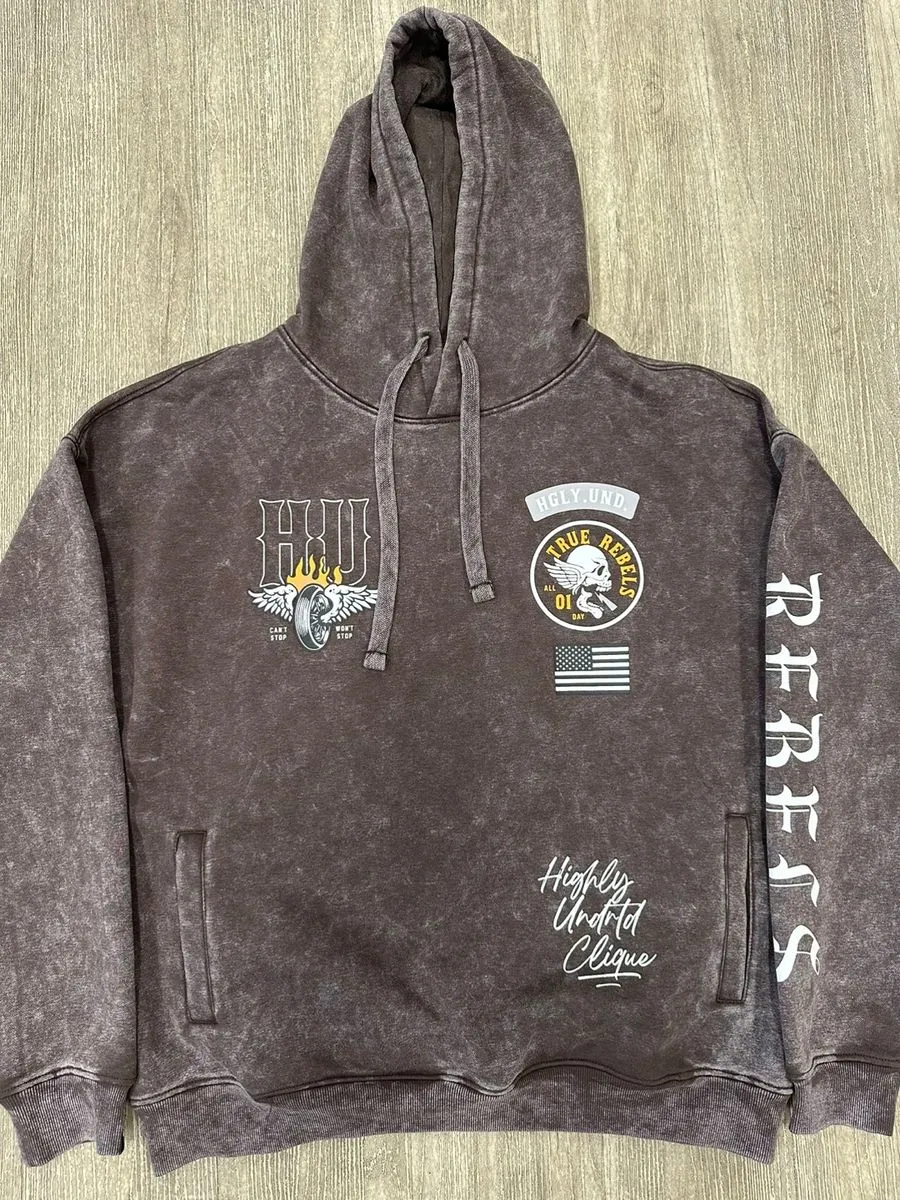 Highly Undrtd True Rebel Wash Brown Hoodie