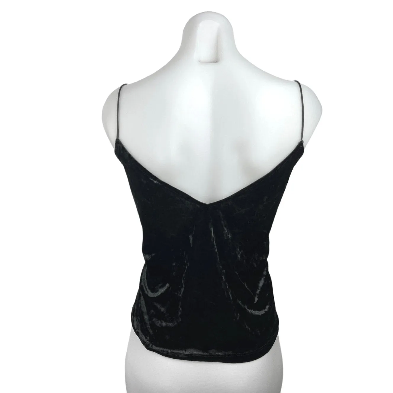 H&M Divided Women Velour Black V-Neck Sleeveless Spaghetti Strap Cami Tank Top L