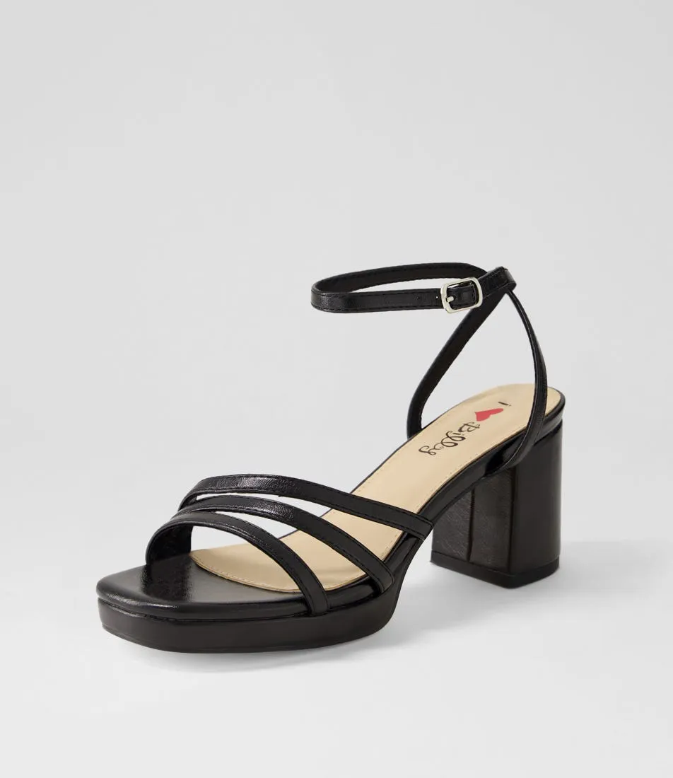 I LOVE BILLY Humber Black Metallic Sandals