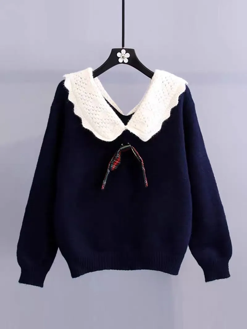 Internet celebrity fresh and sweet pullover sweater for women 2023 autumn and winter new Korean version lazy style pullover swea