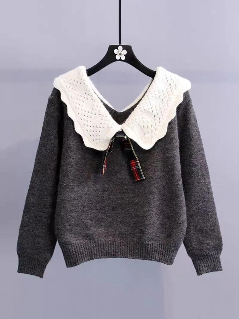 Internet celebrity fresh and sweet pullover sweater for women 2023 autumn and winter new Korean version lazy style pullover swea