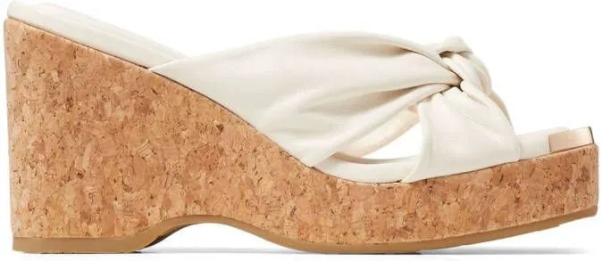 Jimmy Choo Avenue 95mm wedge mules White