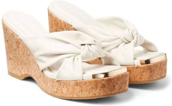 Jimmy Choo Avenue 95mm wedge mules White