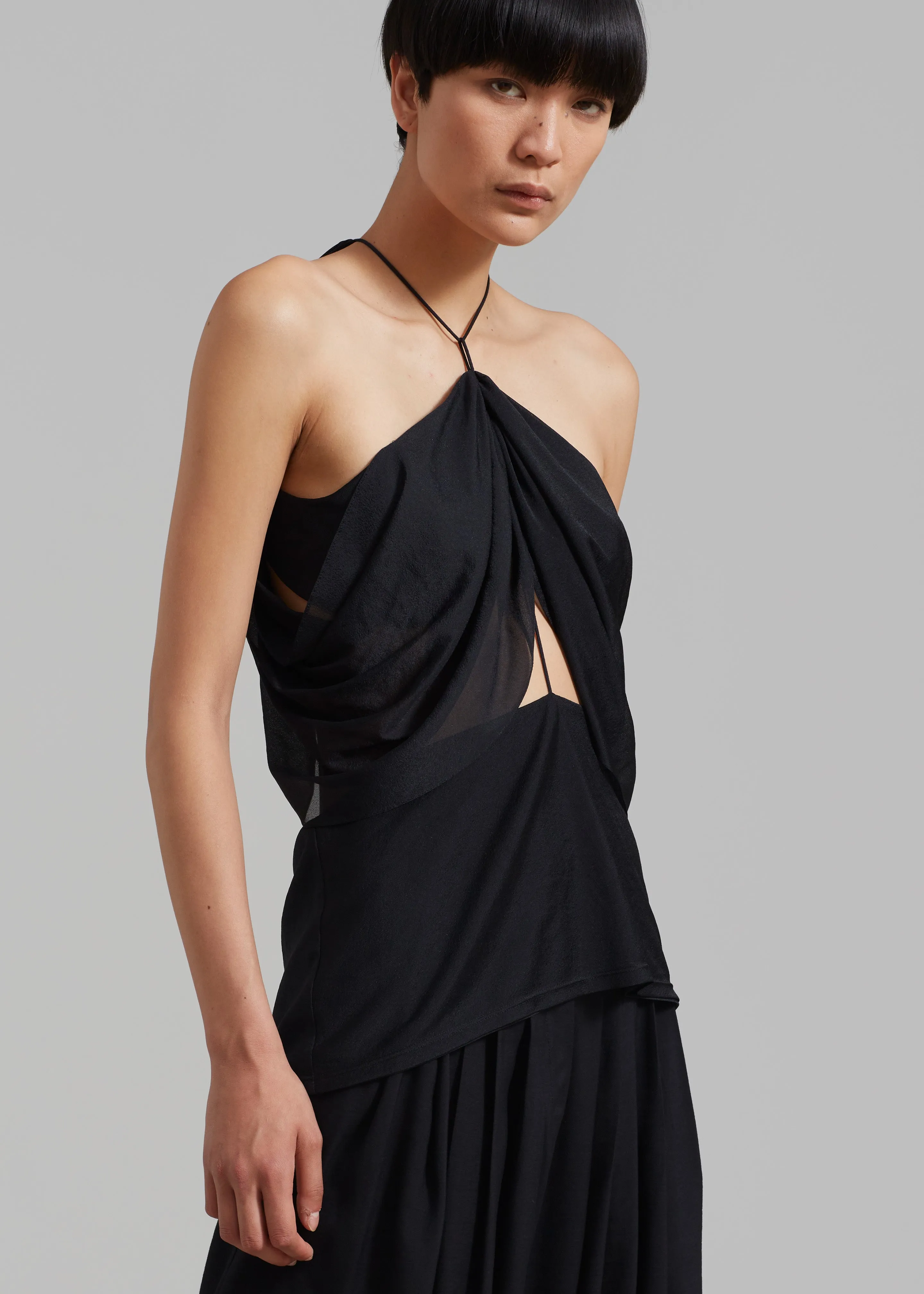 JW Anderson Draped Sleeveless Top - Black