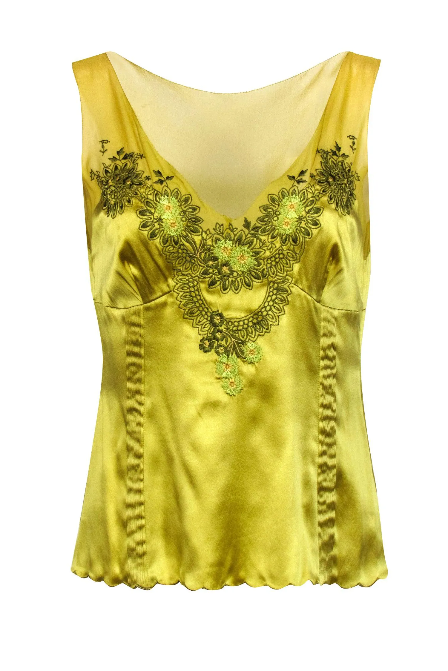 Karen Millen - Light Green Floral Embroidered Sleeveless Top Sz 10