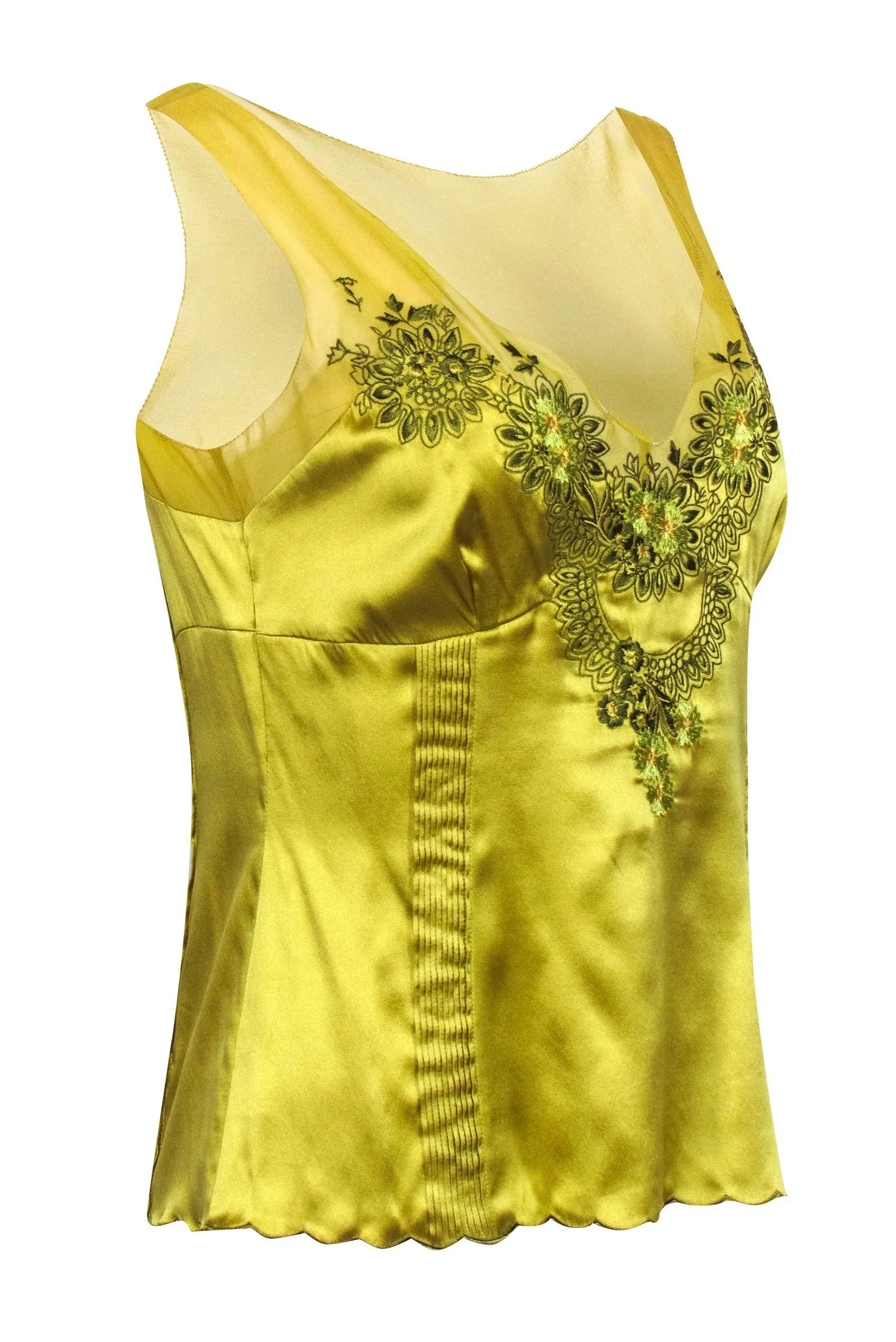 Karen Millen - Light Green Floral Embroidered Sleeveless Top Sz 10