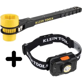 Klein 4-in-1 Lineman's Ratcheting Wrench & FREE LED Headlamp