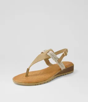 LAGUNA QUAYS Fawa Taupe Stone Raffia Sandals