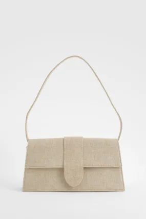 Linen Look Structured Shoulder Bag