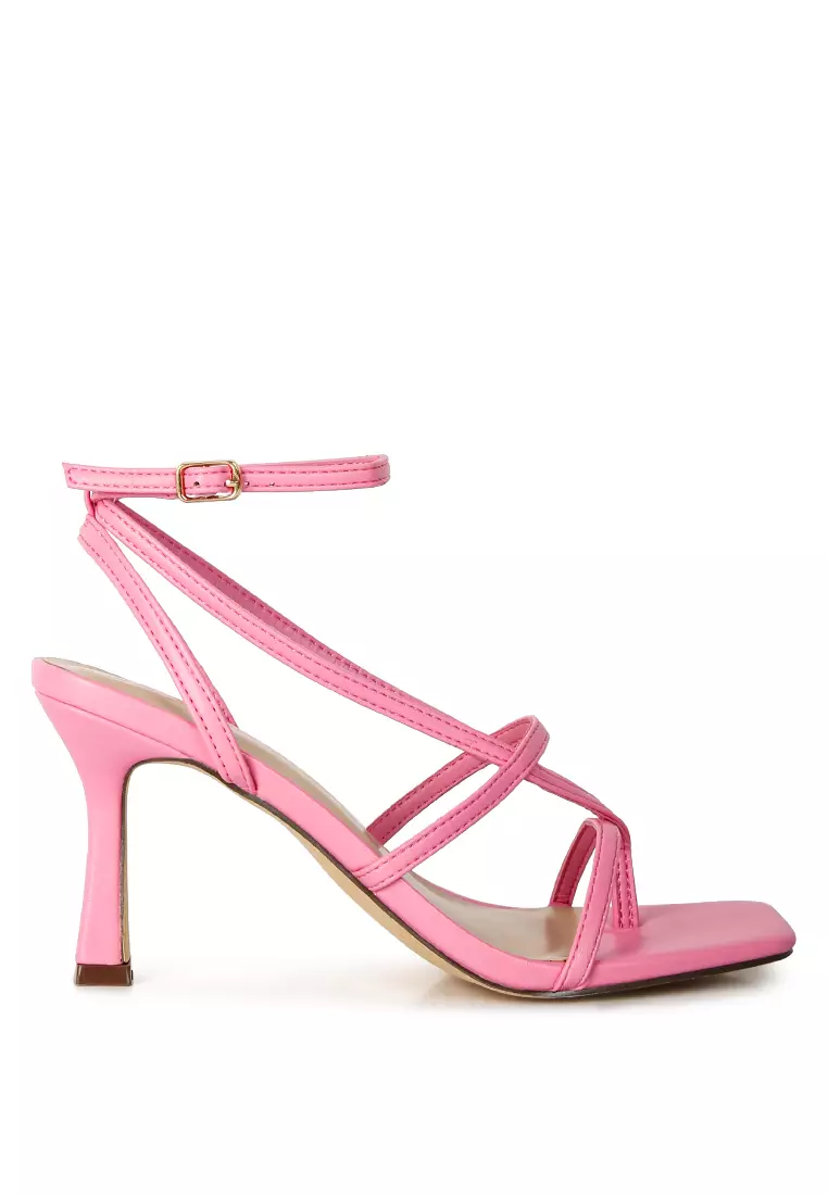 London Rag Pink Strappy Ankle Strap Sandals