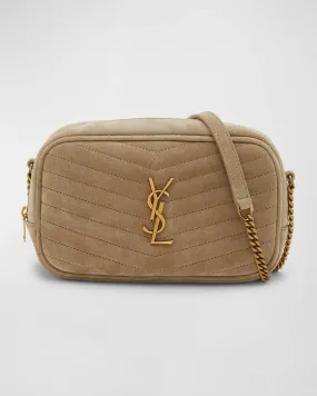 Lou Mini YSL Camera Bag in Quilted Suede