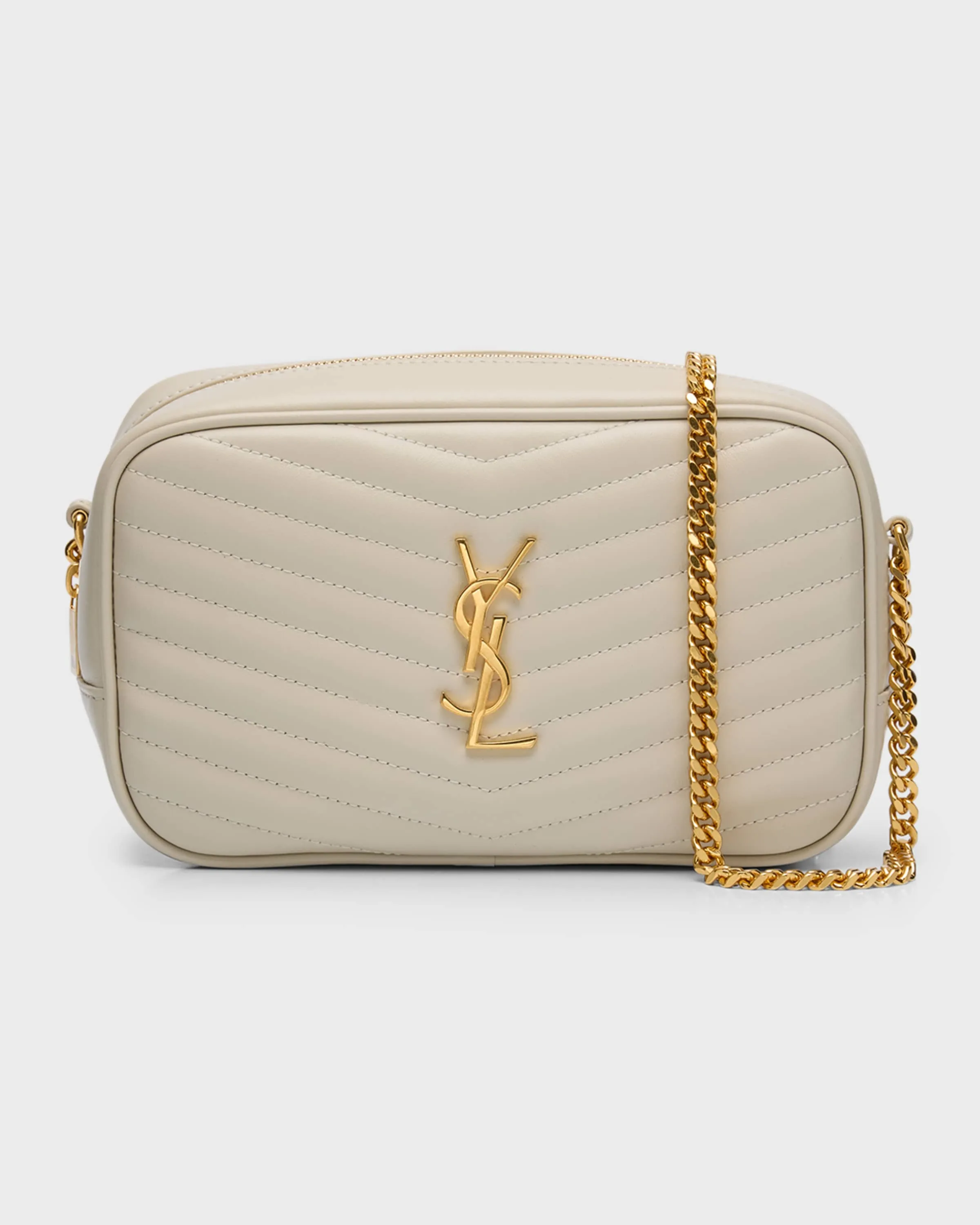 Lou Mini YSL Camera Bag in Smooth Quilted Leather