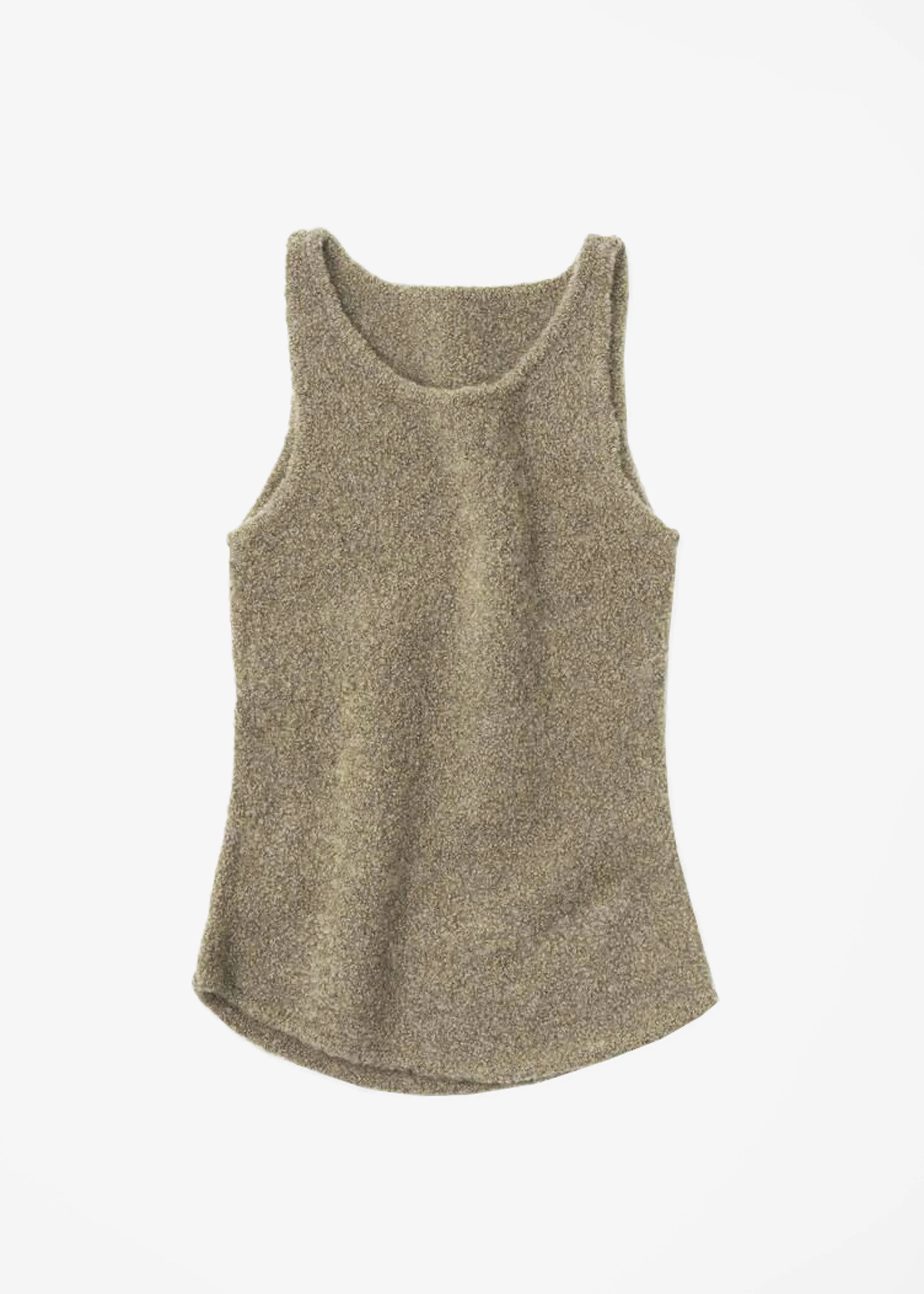 Low Classic Fluffy Sleeveless Knit Top - Khaki