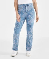 Macy's Style & Co Women's High-Rise Straight-Leg Printed Jeans, Created for Macy's