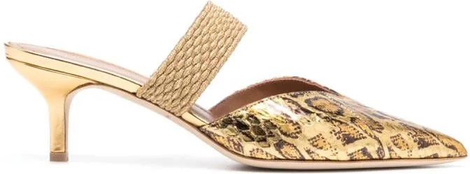 Malone Souliers leopard-print 60mm leather mules Gold