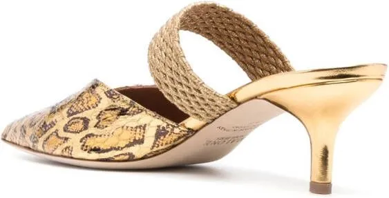 Malone Souliers leopard-print 60mm leather mules Gold