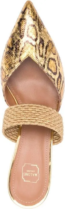 Malone Souliers leopard-print 60mm leather mules Gold