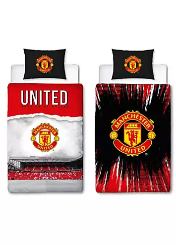 Manchester United FC Theatre Single Panel 100% Cotton Reversible Duvet Cover Set | Kaleidoscope