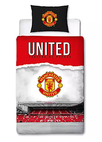 Manchester United FC Theatre Single Panel 100% Cotton Reversible Duvet Cover Set | Kaleidoscope